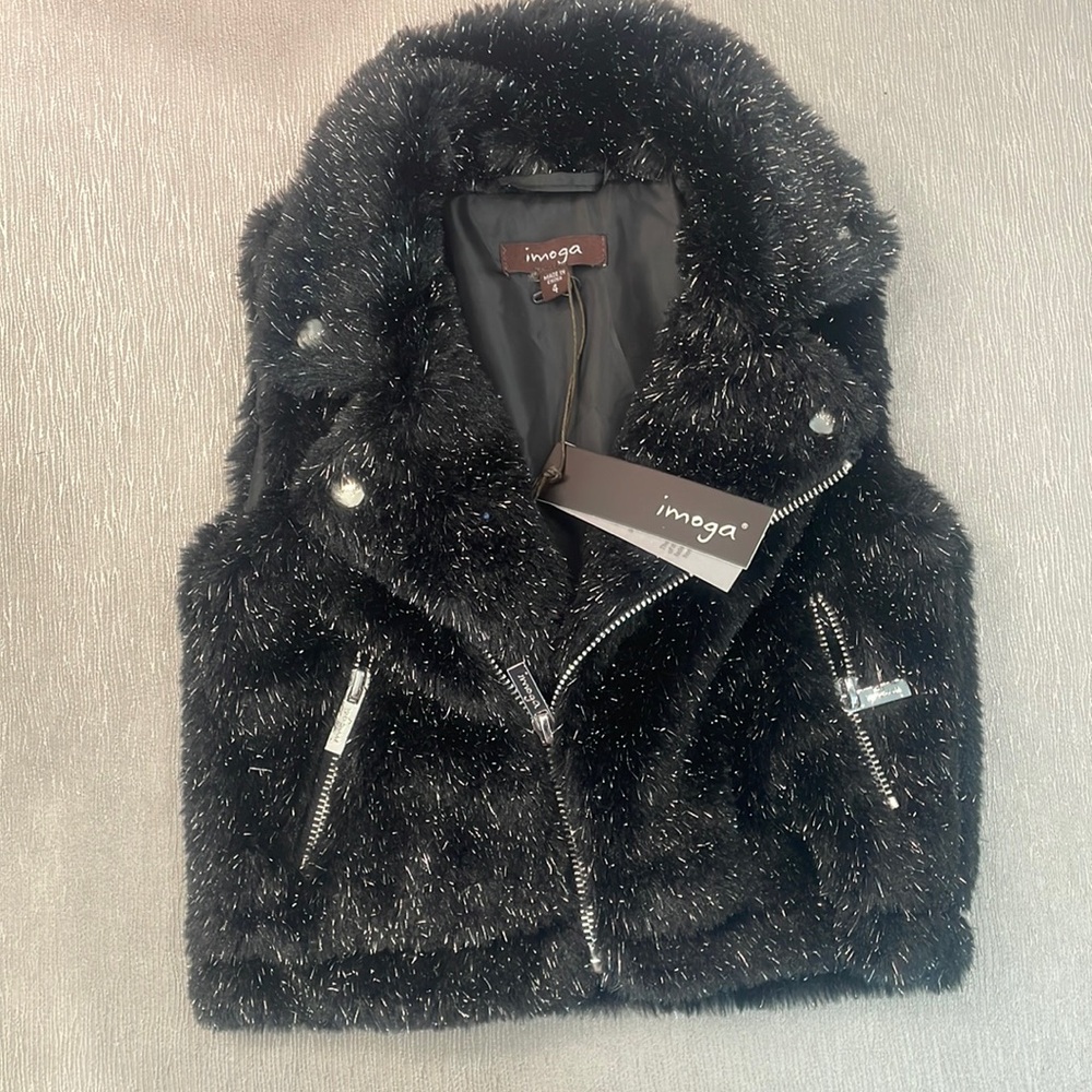 Imoga size 4 nwt Emerson faux fur moto vest